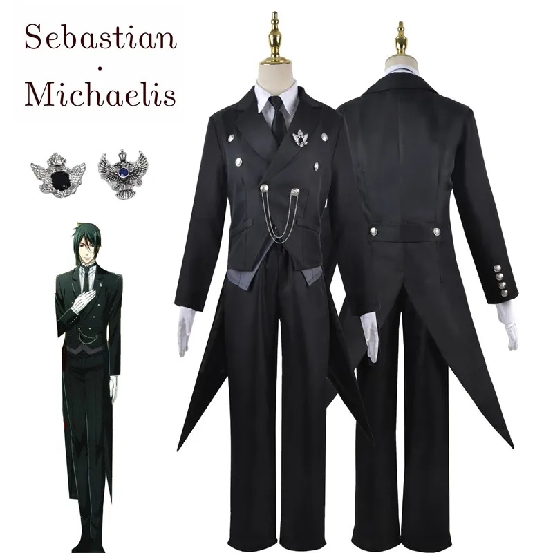 Anime Cosplay Japanese - Preto mordomo sebastian michaelis cosplay sebas