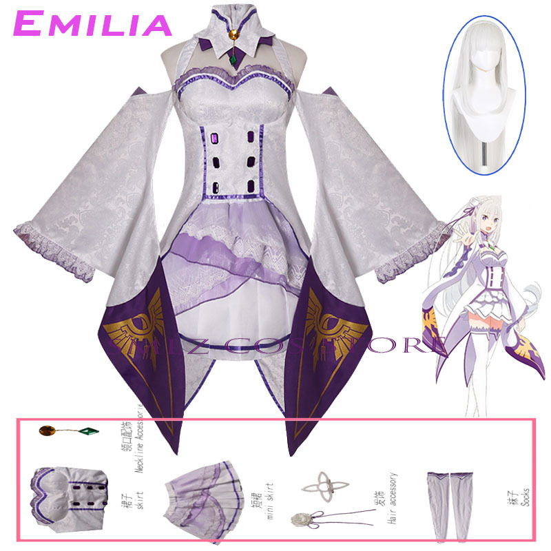 Anime Cosplay Outfits For Women - Fantasia de Cosplay Emilia do Anime