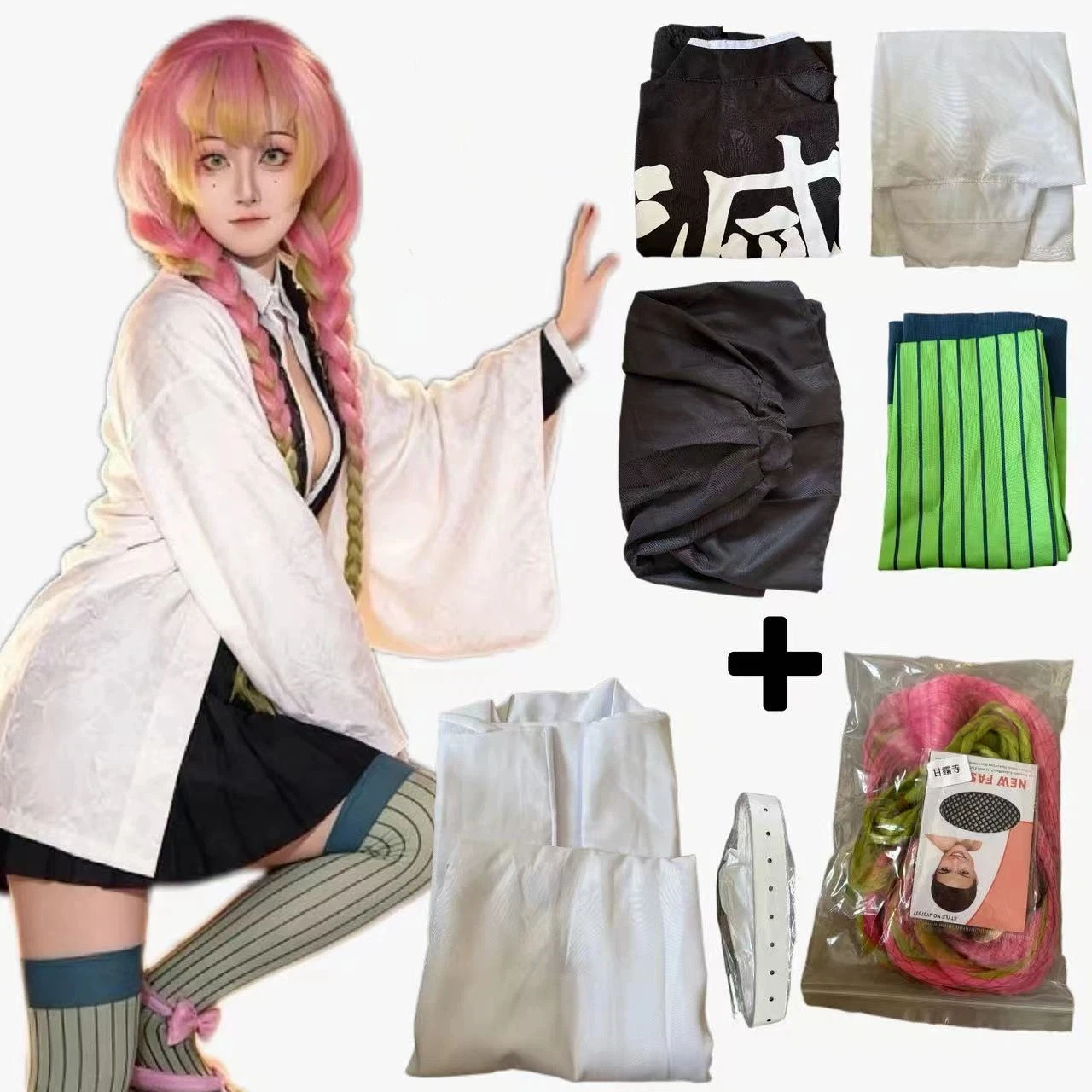 Demon Slayer Haori - Fantasia de Cosplay Anime Kanroji Mitsuri,